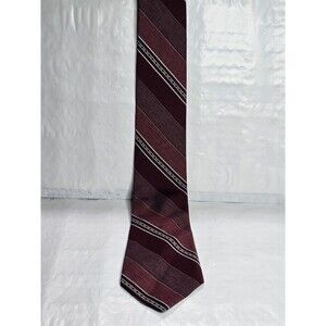 Johnny Carson Men's Necktie Polyester Made in USA Red Stripped